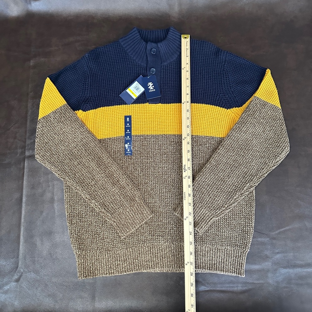 Color Block Knit Sweater Jumper y2k Mens Izod
Striped Mock Neck Button NWT - Picture 3 of 5